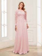 Ophelia Rue Pearl Pink front view mother of the bride dress
