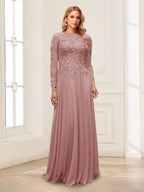 Lorelei mauve front view mother of the bride dress