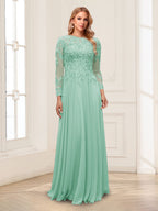 Lorelei mint green front view mother of the bride dress