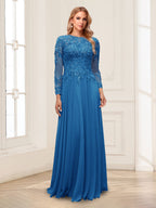 Lorelei ocean blue front view mother of the bride dress