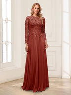 Lorelei rust front view mother of the bride dress