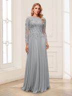 Ophelia Rue Silver front view mother of the bride dress
