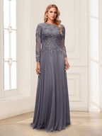 Lorelei steel grey front view mother of the bride dress