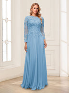 Ophelia Rue Sky Blue side view mother of the bride dress