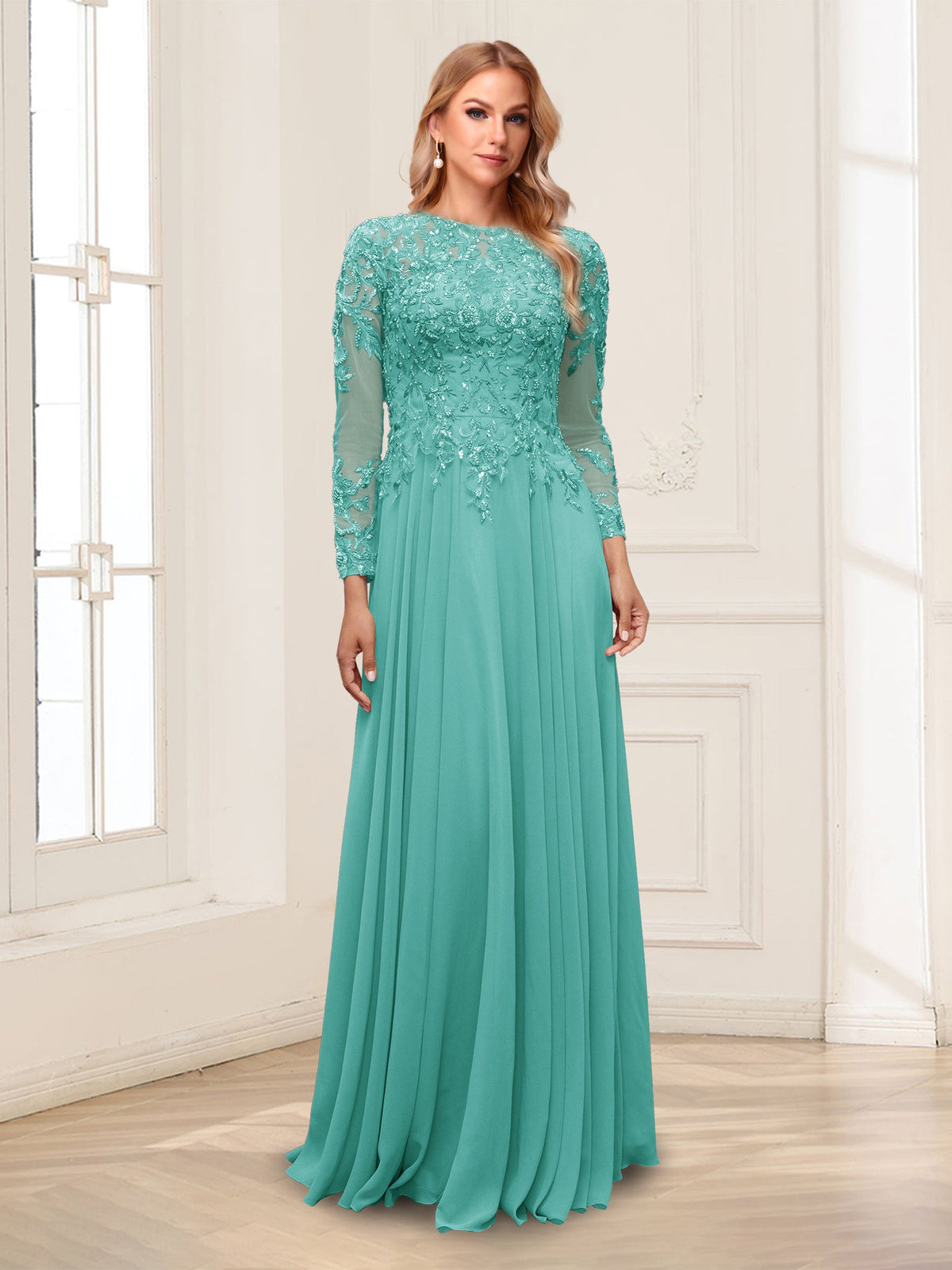 Lorelei pool blue alternate front view 3 mother of the bride dress