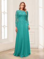 Lorelei turquoise front view mother of the bride dress