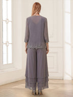 Mila Elise Steel Grey back view mother of the bride dress