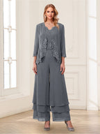 Mila Elise Grey front view mother of the bride dress