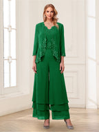 Mila Elise Forest Green front view mother of the bride dress