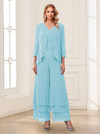 Mila Elise Sky Blue back view mother of the bride dress
