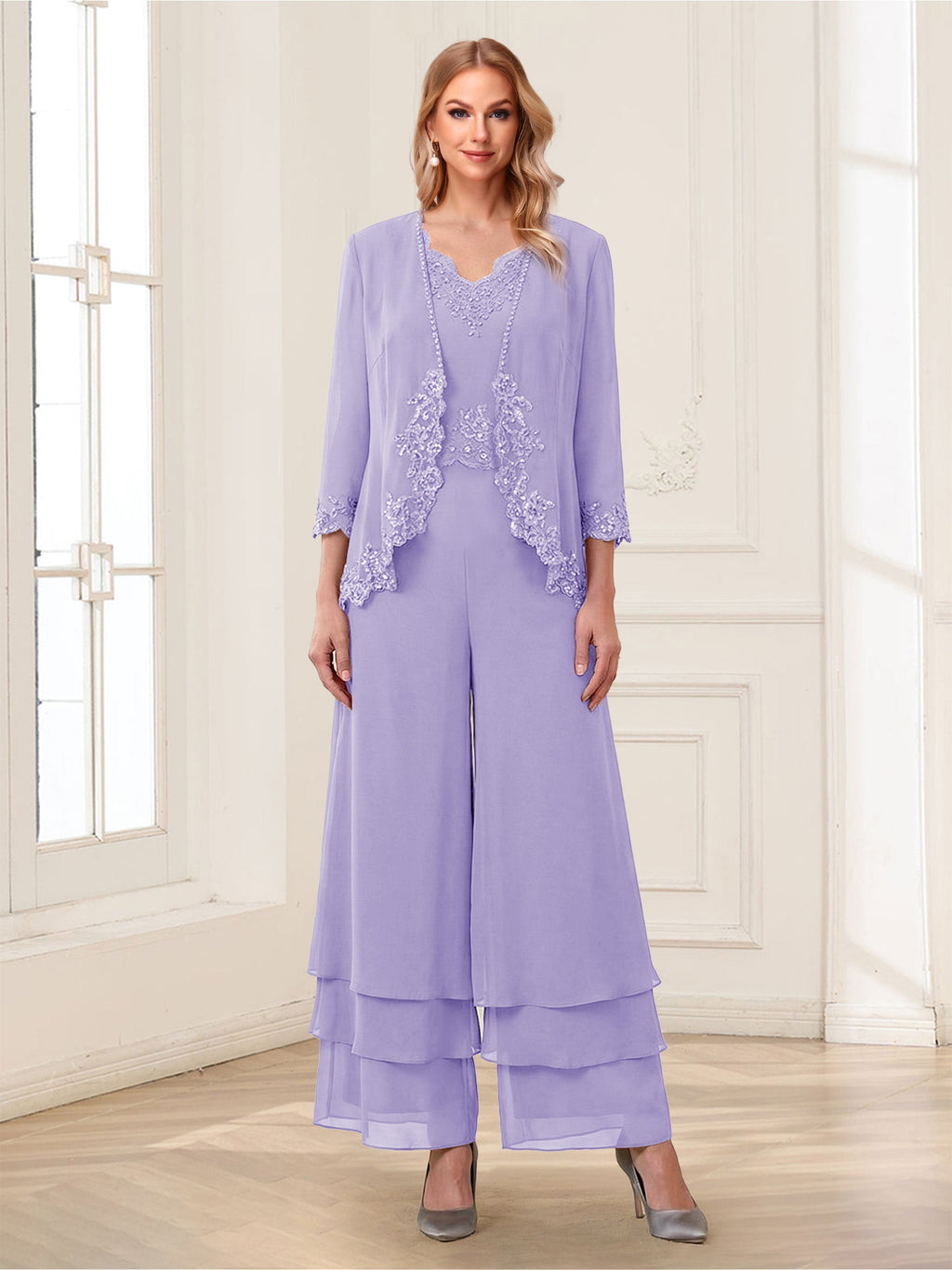 Mila Elise Lilac back view mother of the bride dress