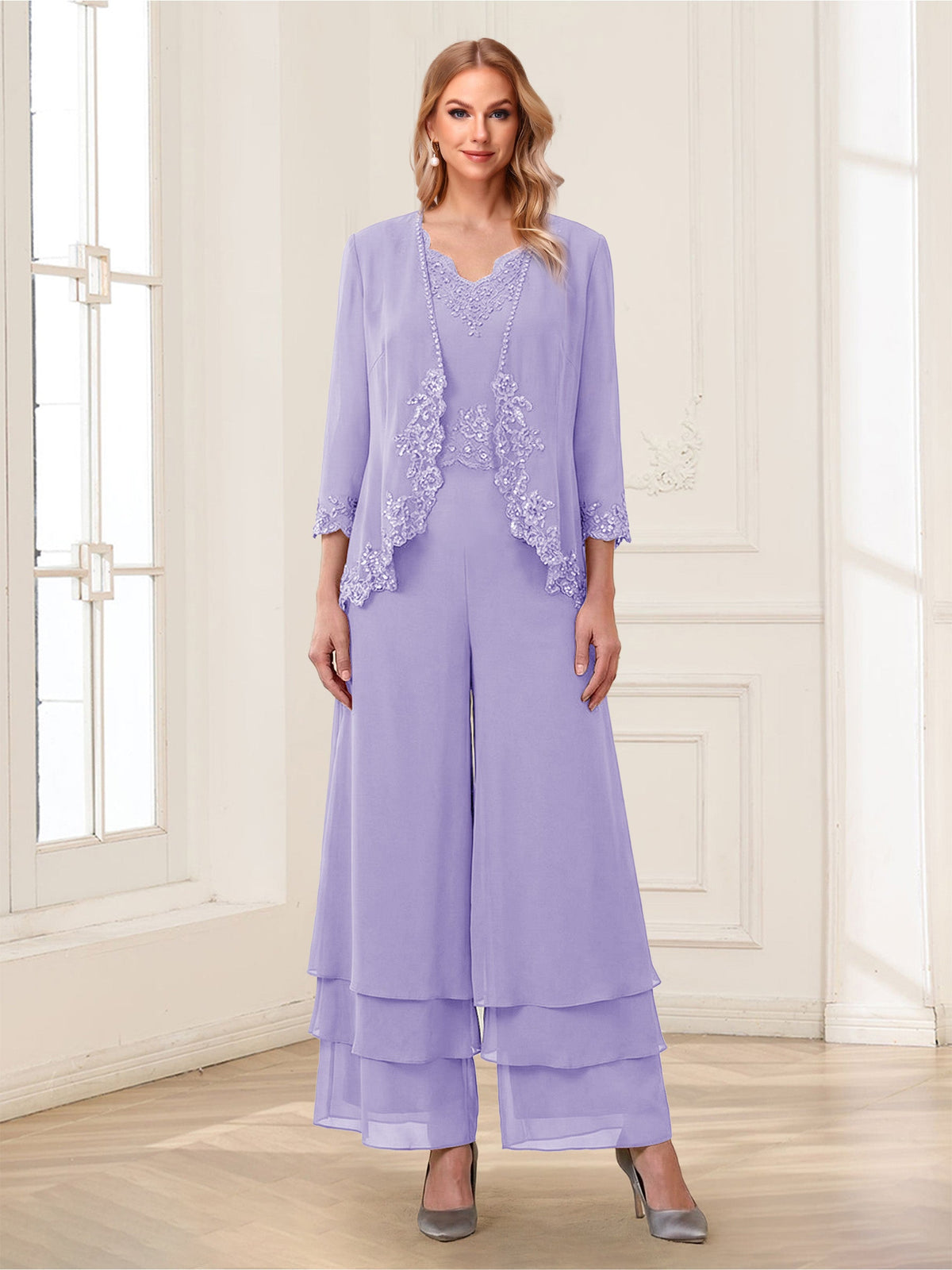 Mila Elise Lilac back view mother of the bride dress