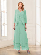 Mila Elise Mint Green front view mother of the bride dress