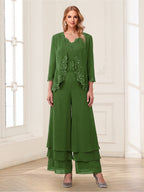 Mila Elise Olive Green front view mother of the bride dress