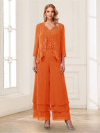 Mila Elise Orange front view mother of the bride dress