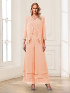 Mila Elise Peach front view mother of the bride dress