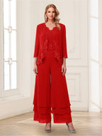 Mila Elise Red front view mother of the bride dress