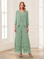 Mila Elise Sage Green back view mother of the bride dress