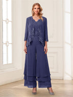 Mila Elise Dusty Blue back view mother of the bride dress