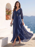 Bianca Claire Navy Blue front view mother of the bride dress