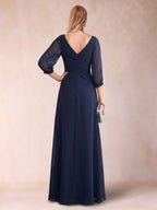 Bianca Claire Navy Blue back view mother of the bride dress