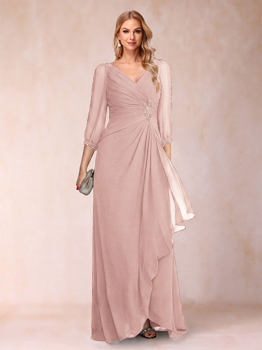 Bianca Claire Dusty Rose back view mother of the bride dress