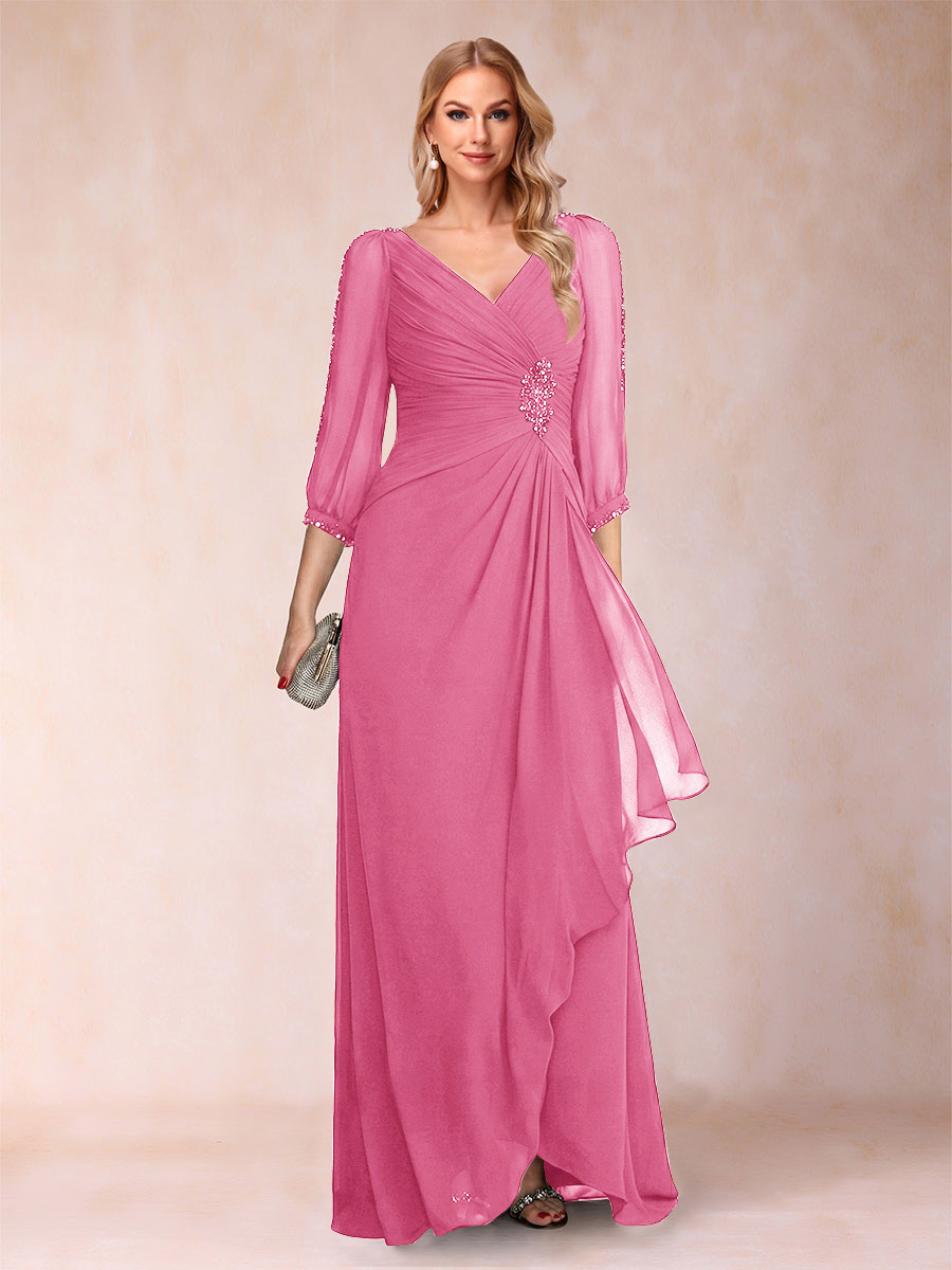 Bianca Claire Fuchsia front view mother of the bride dress