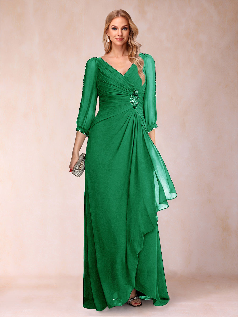 Bianca Claire Forest Green front view mother of the bride dress
