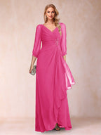 Bianca Claire Hot Pink front view mother of the bride dress