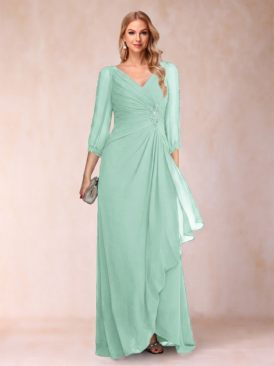 Bianca Claire Mint Green front view mother of the bride dress