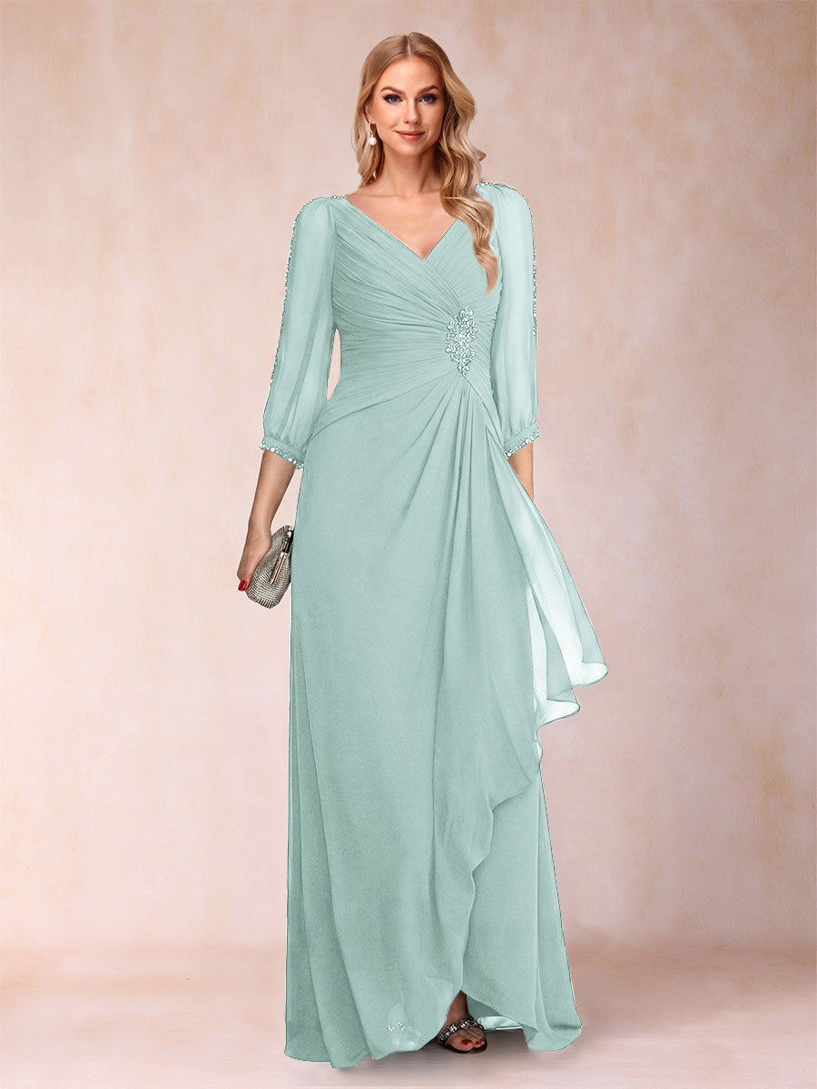 Bianca Claire Pool Blue front view mother of the bride dress