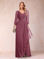 Bianca Claire Plum front view mother of the bride dress