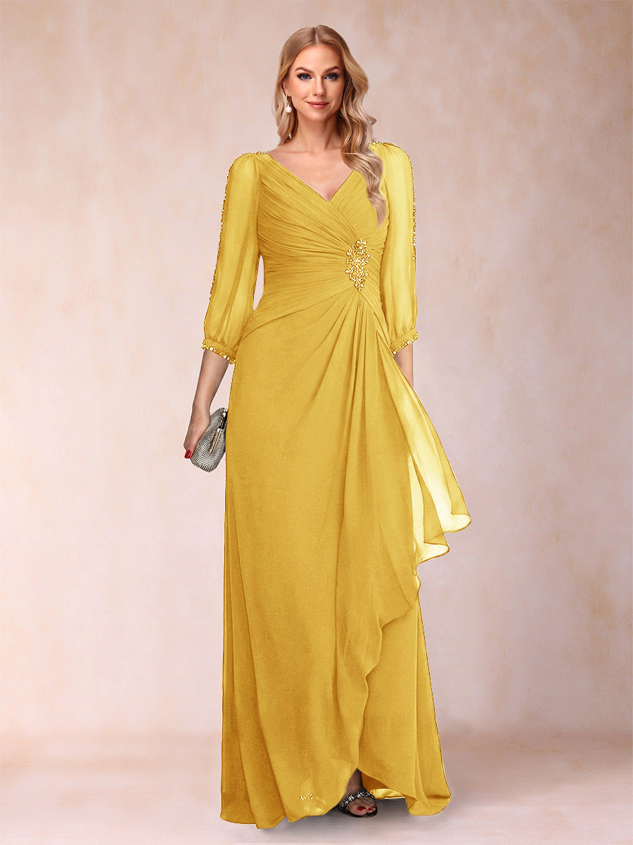 Bianca Claire Gold back view mother of the bride dress