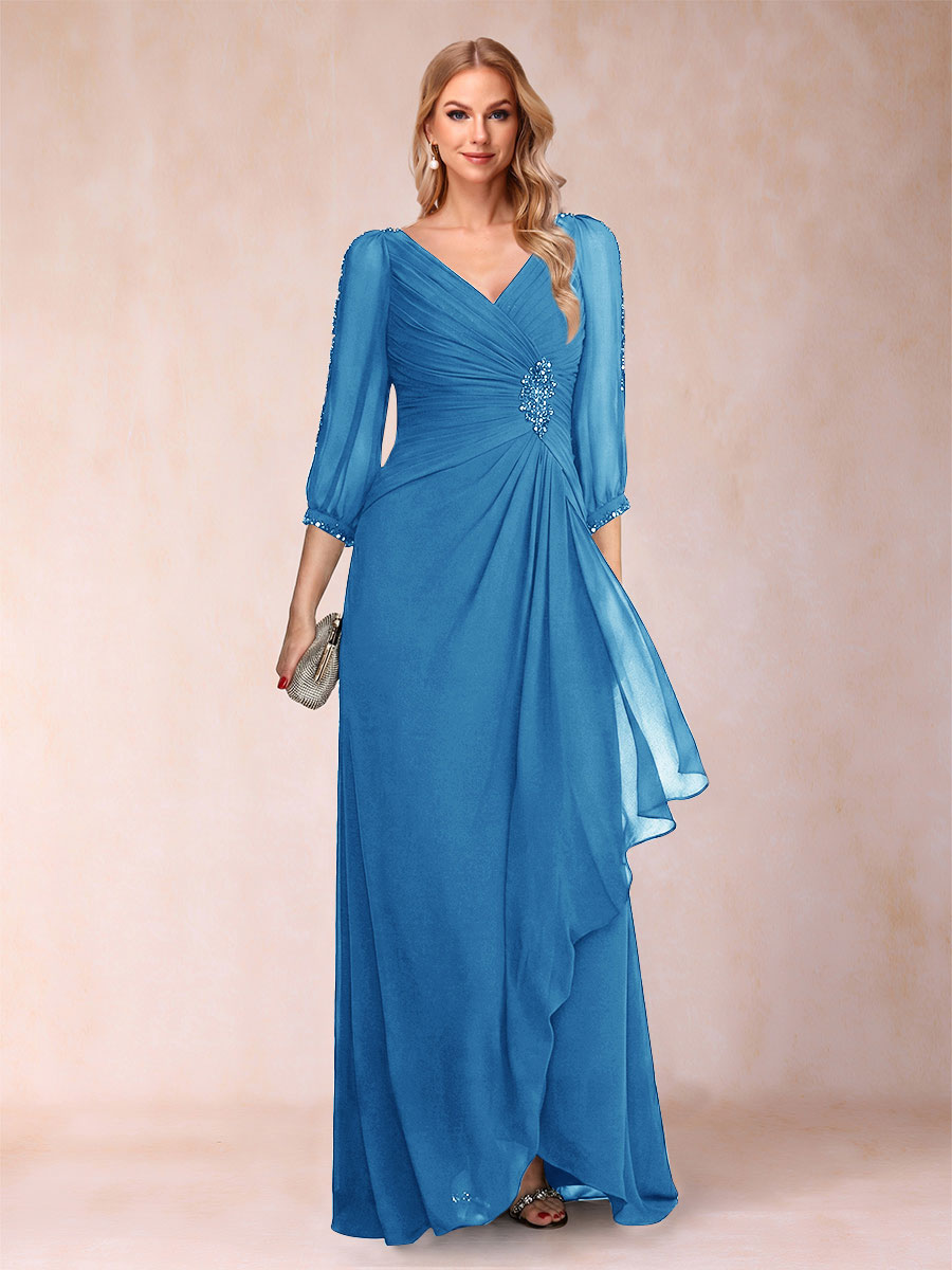 Bianca Claire Ocean Blue front view mother of the bride dress