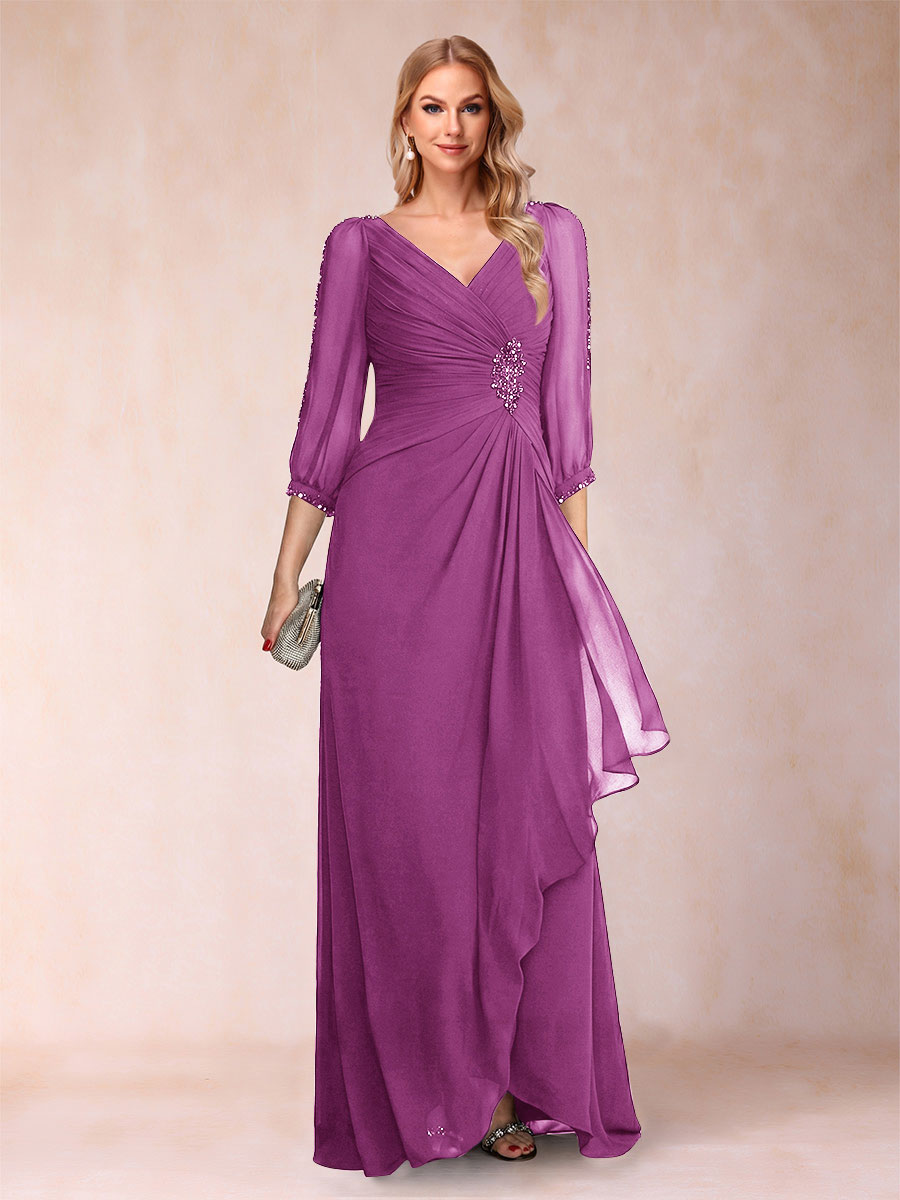 Bianca Claire Orchid front view mother of the bride dress