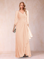 Bianca Claire Peach front view mother of the bride dress