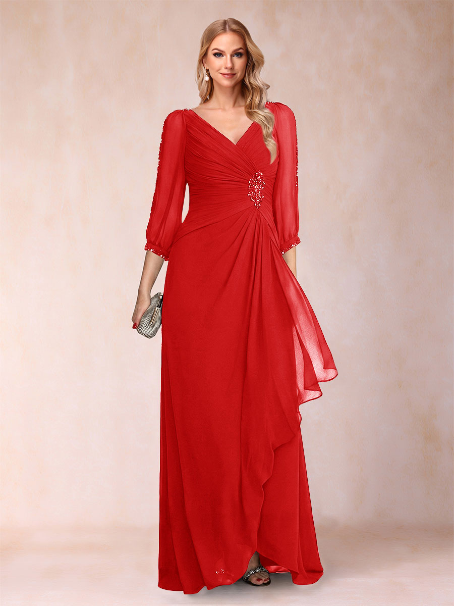 Bianca Claire Red front view mother of the bride dress