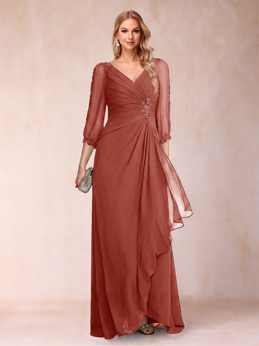 Bianca Claire Rust front view mother of the bride dress