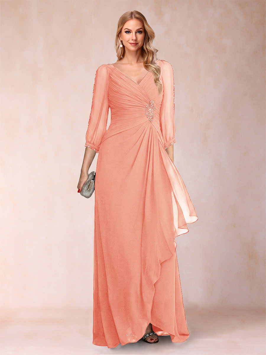 Bianca Claire Coral front view mother of the bride dress