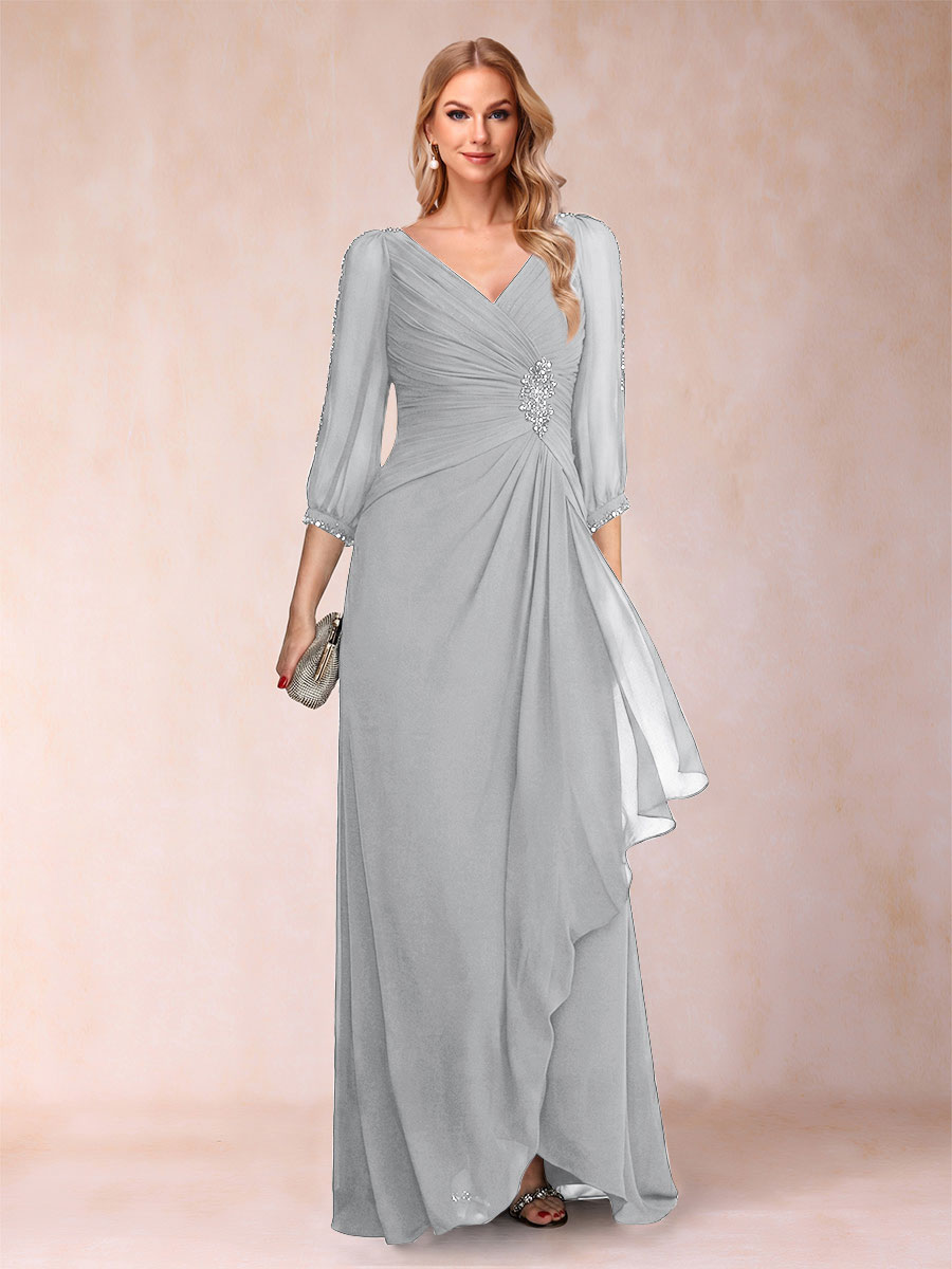 Bianca Claire Silver front view mother of the bride dress