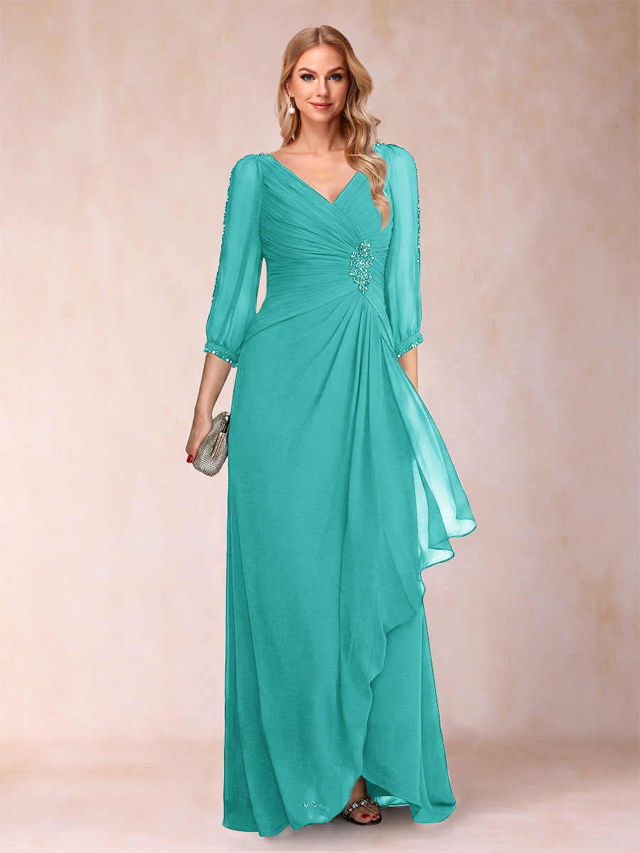 Bianca Claire Turquoise back view mother of the bride dress