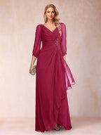 Bianca Claire Burgundy side view mother of the bride dress