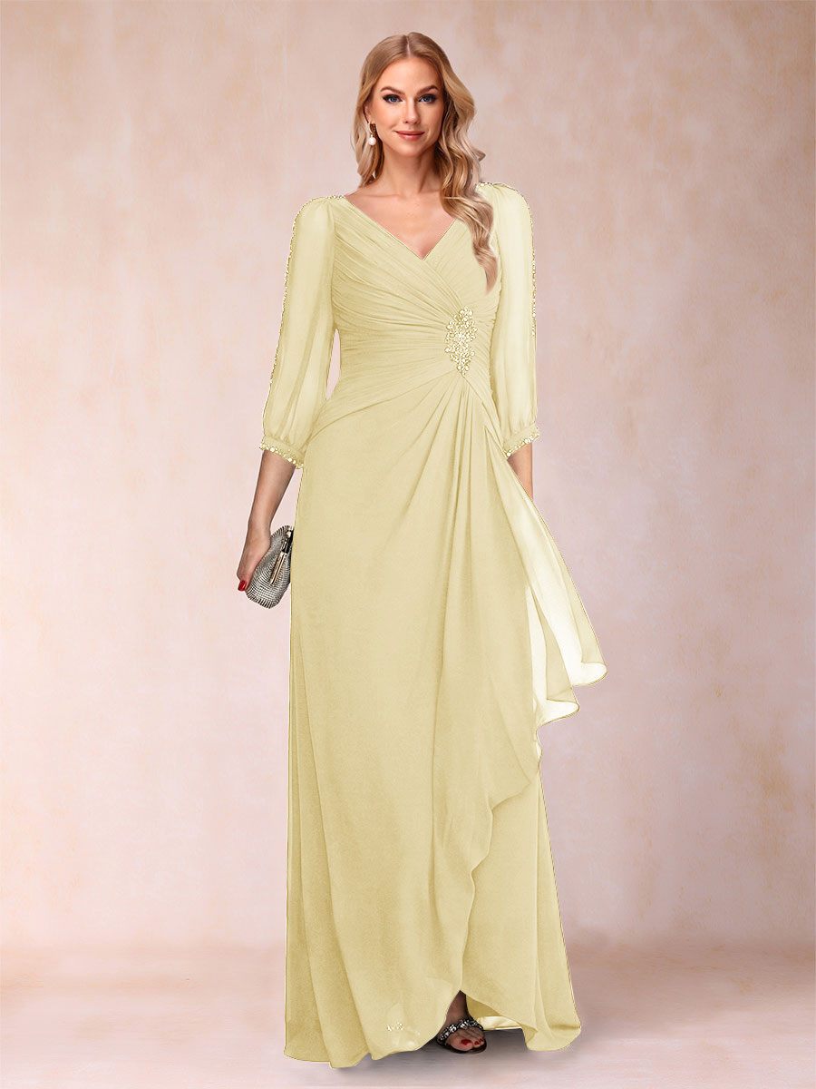 Bianca Claire Yellow front view mother of the bride dress