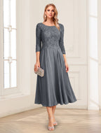 Zorina Lane Grey front view mother of the bride dress