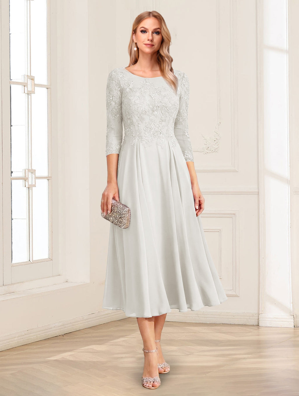 Zorina Lane Ivory front view mother of the bride dress