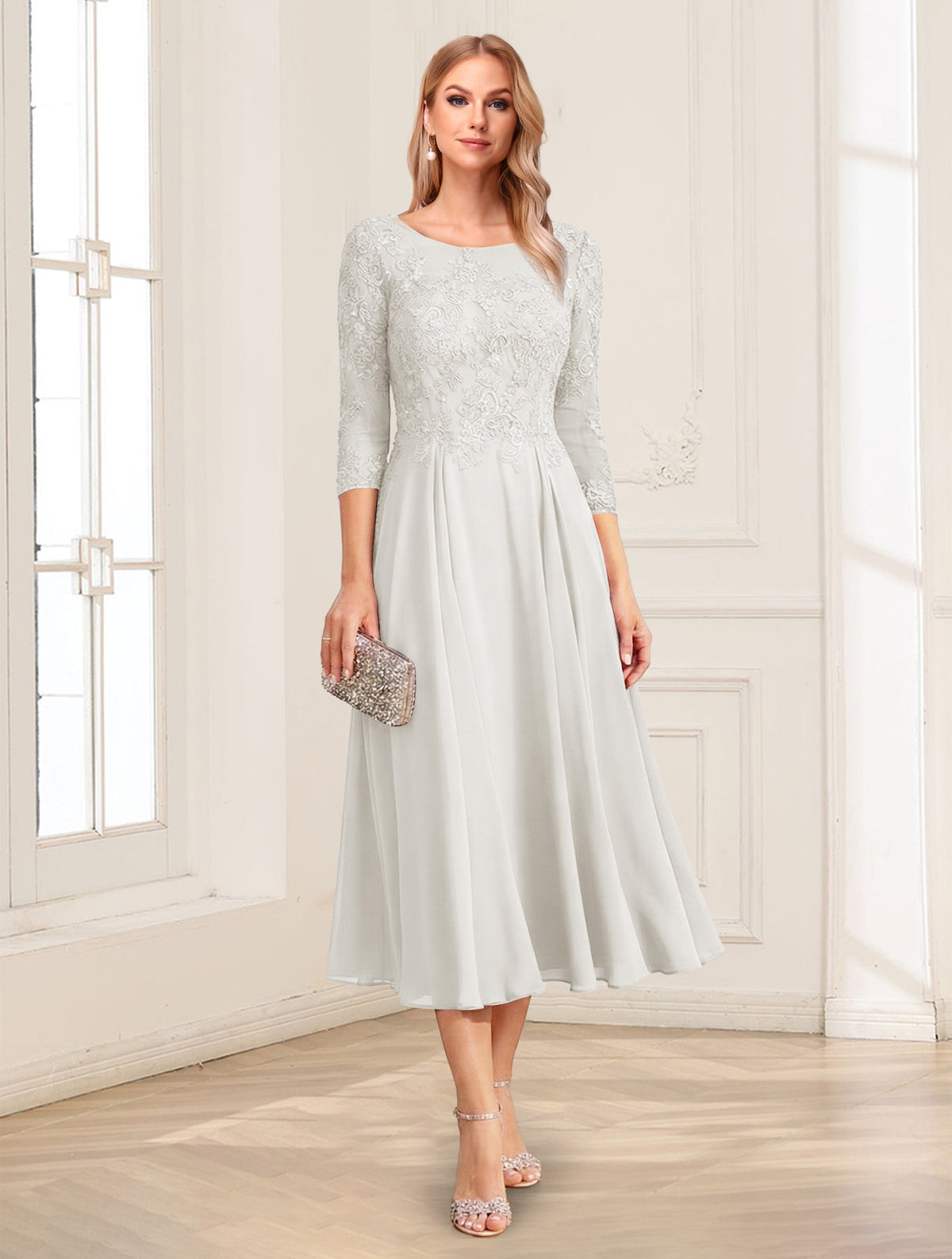 Zorina Lane Ivory front view mother of the bride dress