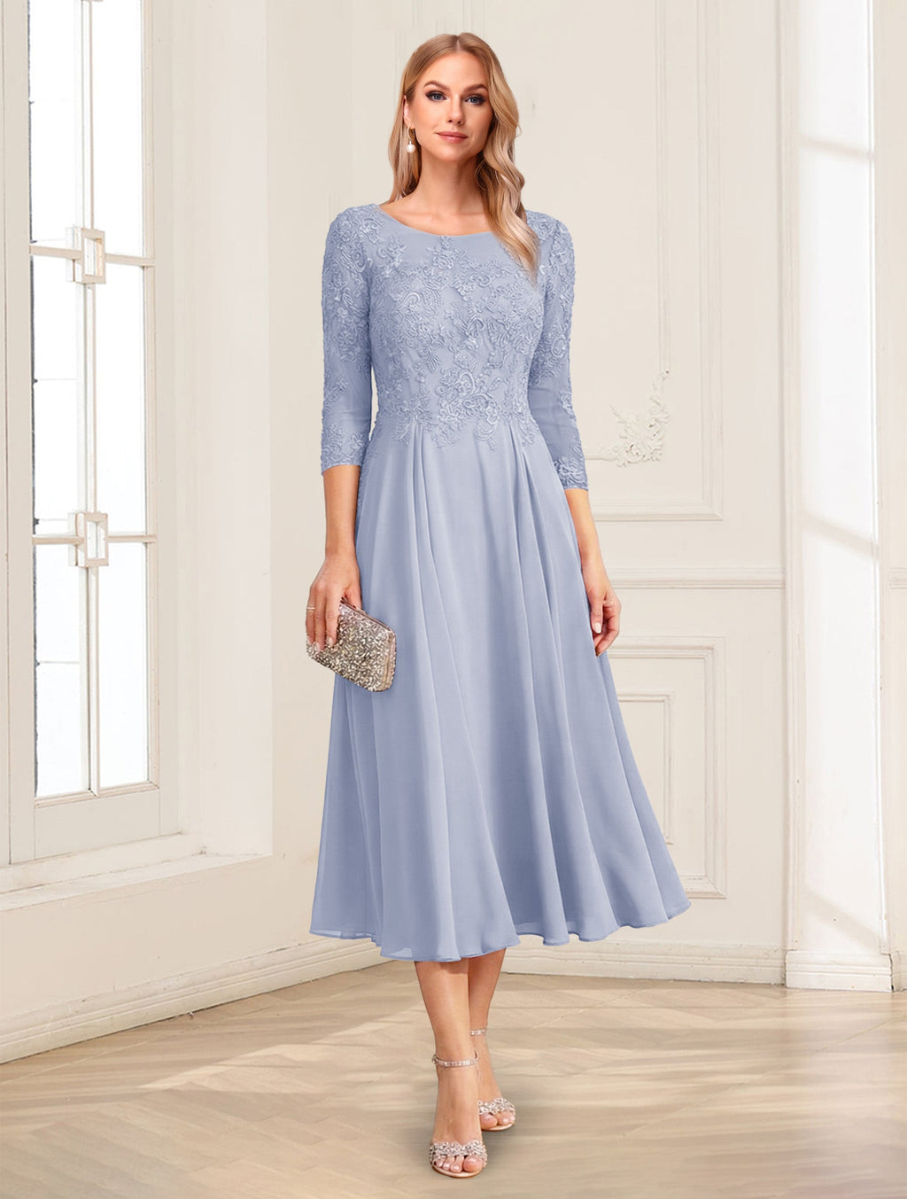 Zorina Lane Lavender front view mother of the bride dress