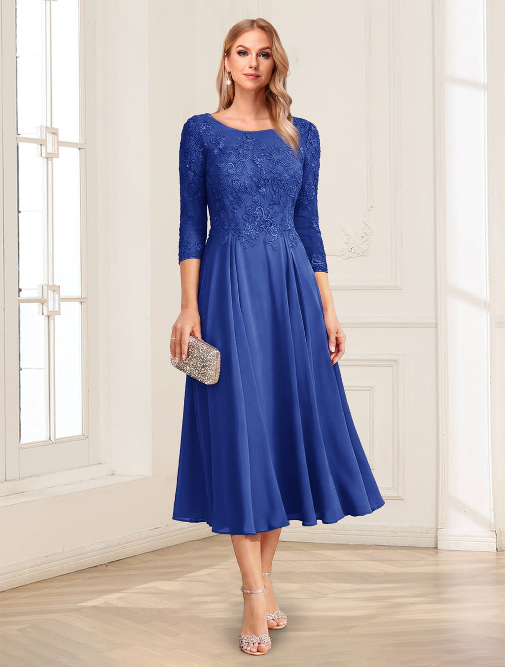 Zorina Lane Royal Blue back view mother of the bride dress