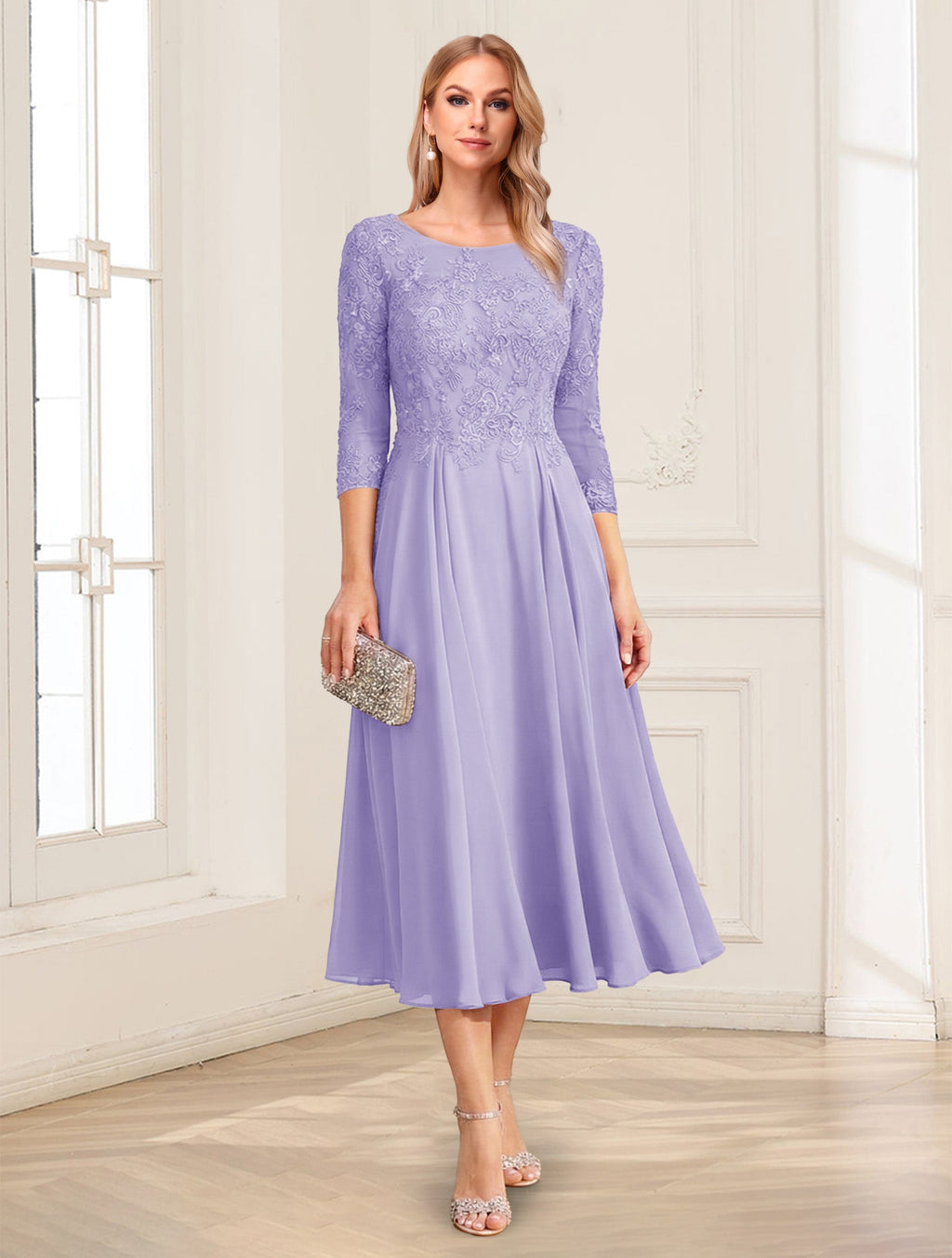 Zorina Lane Lilac back view mother of the bride dress