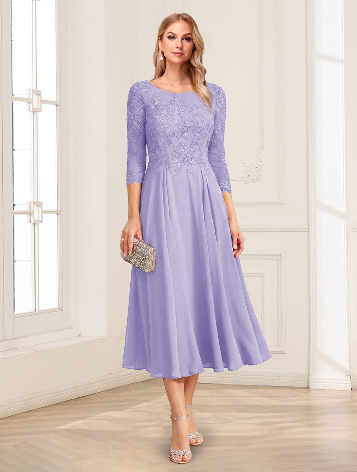 Zorina Lane Lilac back view mother of the bride dress